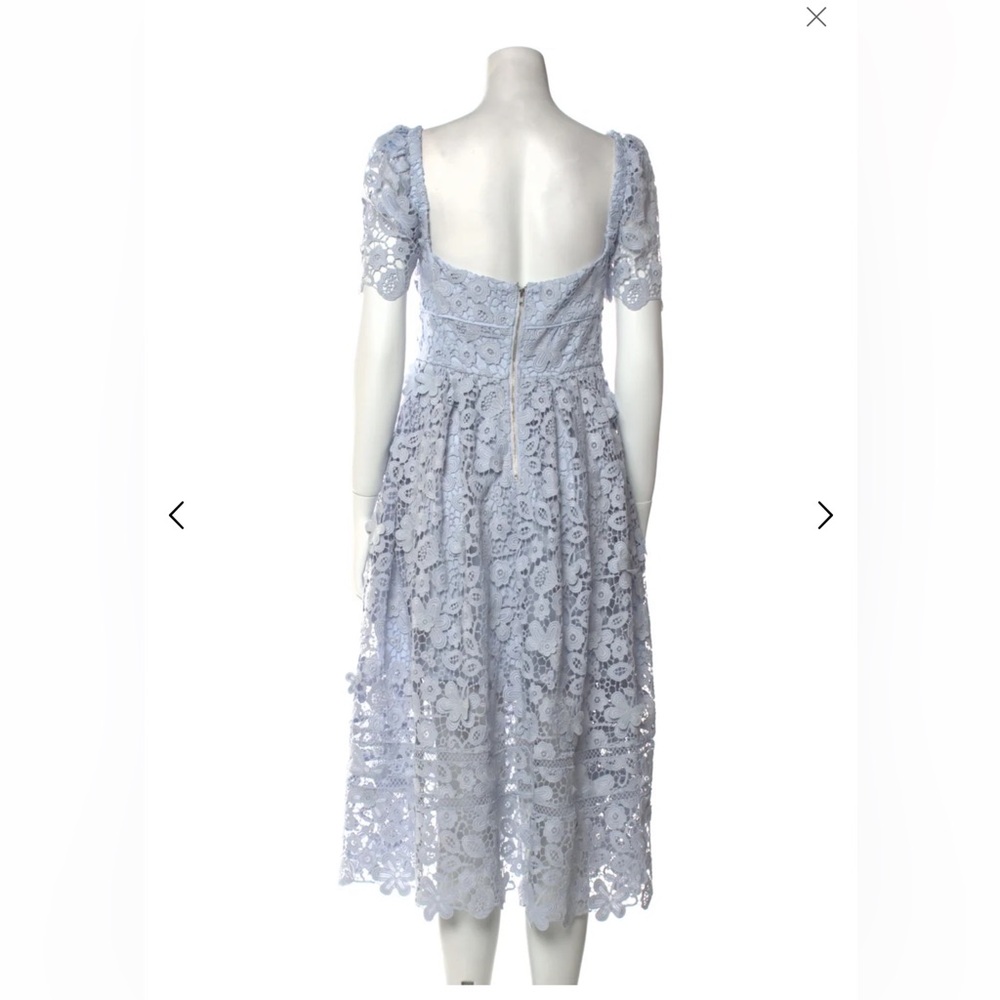 EUC Self-Portrait Powder Blue Guipure Lace Midi Dress Size 10 - Picture 5 of 5